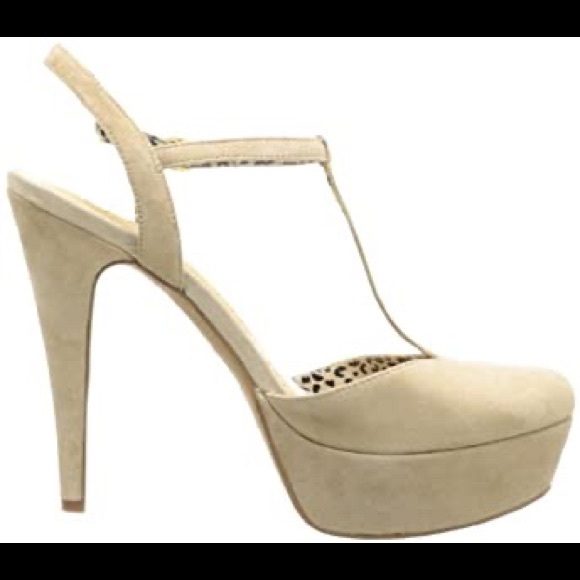 EUC Nude suede Jessica Simpson platform t-strap heels - Picture 2 of 6